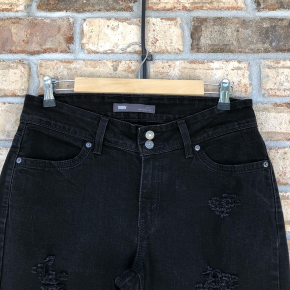 Levi’s 529 Curvy Skinny Leg Distressed Ripped Raw Hem Lack Wash Jeans W31 L32 - Picture 4 of 16